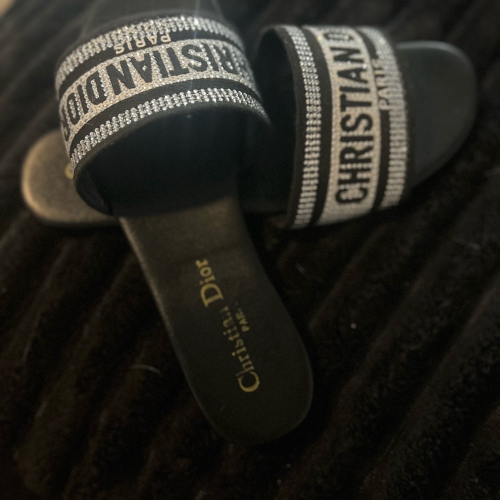 Dior Black Slides with Silver Accents - Picture 3 of 9